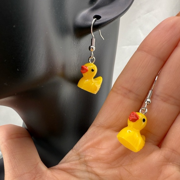 Funny Yellow Duck Earrings for Kids - Picture 5 of 5